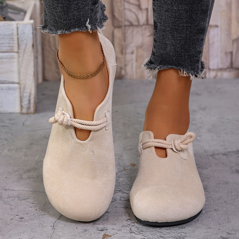 Heels - Kadın Düz Loafer'lar Yuvarlak Burunlu Düğümlü